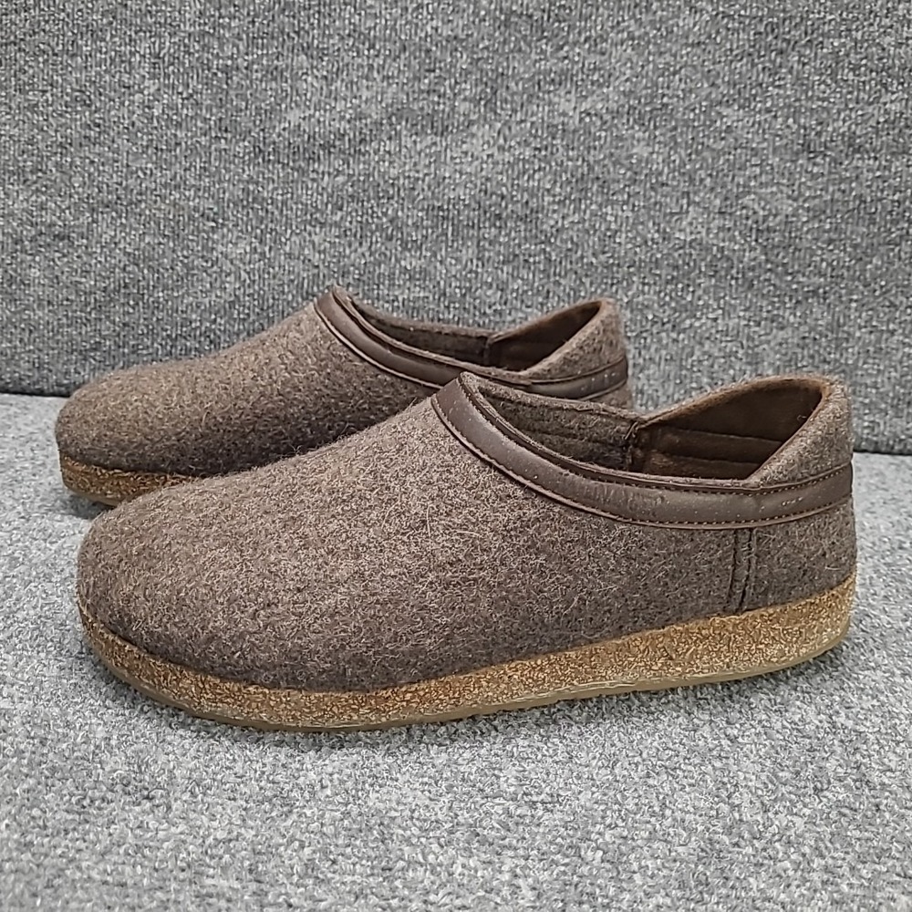 Haflinger Unisex GRIZZLY Heeled Wool Clogs Slippers Brown EU 45 / Men's US 12